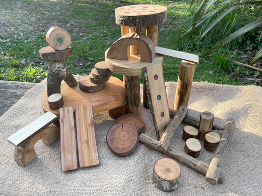 Natural Wooden Tree Branch Blocks - 40 Pieces
